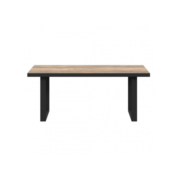 Table basse en bois effet chêne et noir style industriel - YAL