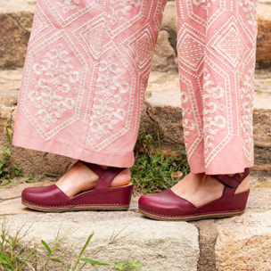 Sandalia de cuña N5850 SOFT NAPPA BURDEOS / PICUAL color Burdeos