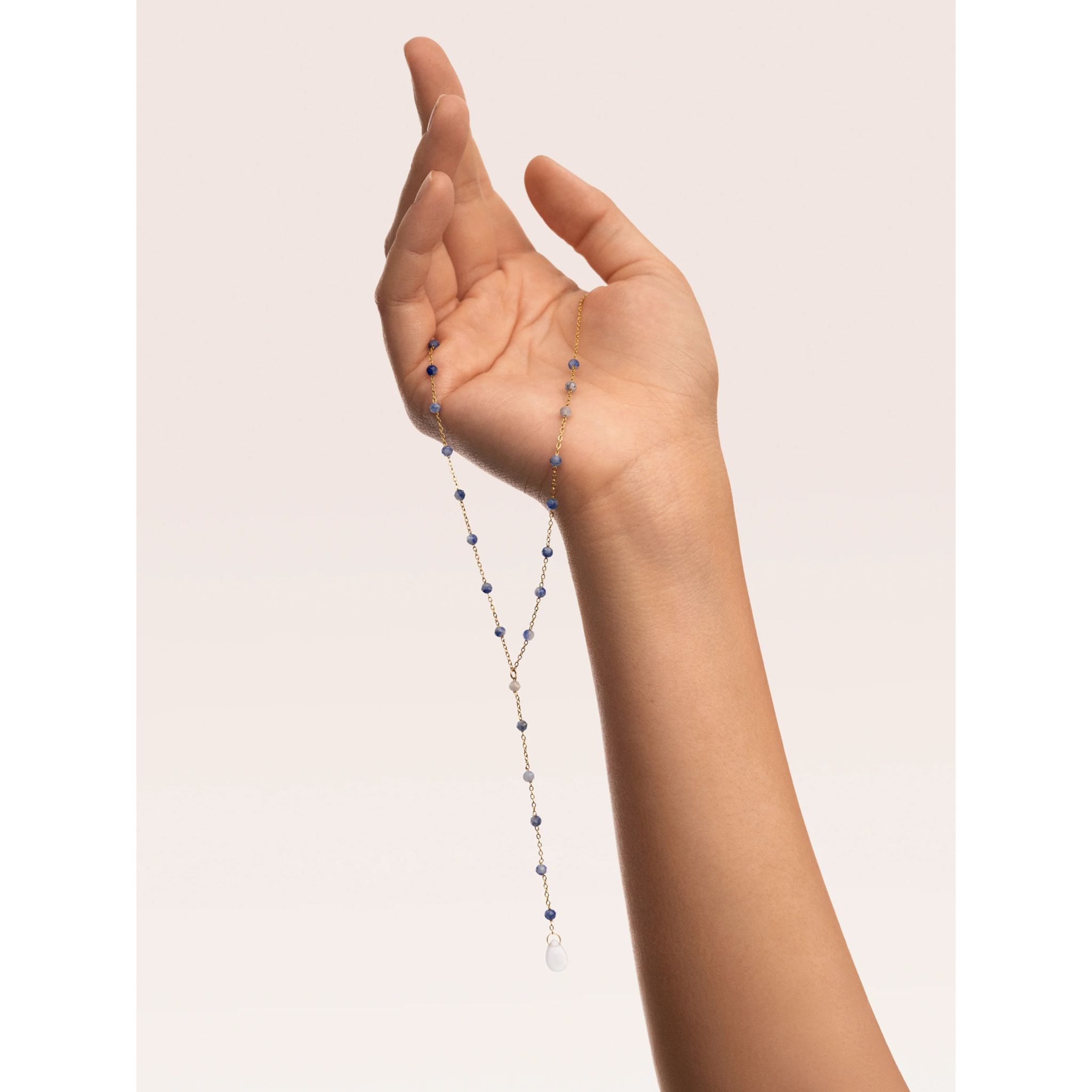 Collar Y Cianita Stones Acero Baño Oro