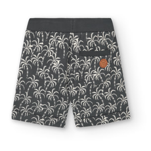 Bermudas estampadas niño, felpa, gris oscuro