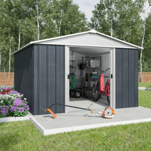 Abri de jardin métal anthracite Yardmaster 11,03 m² + kit d'ancrage