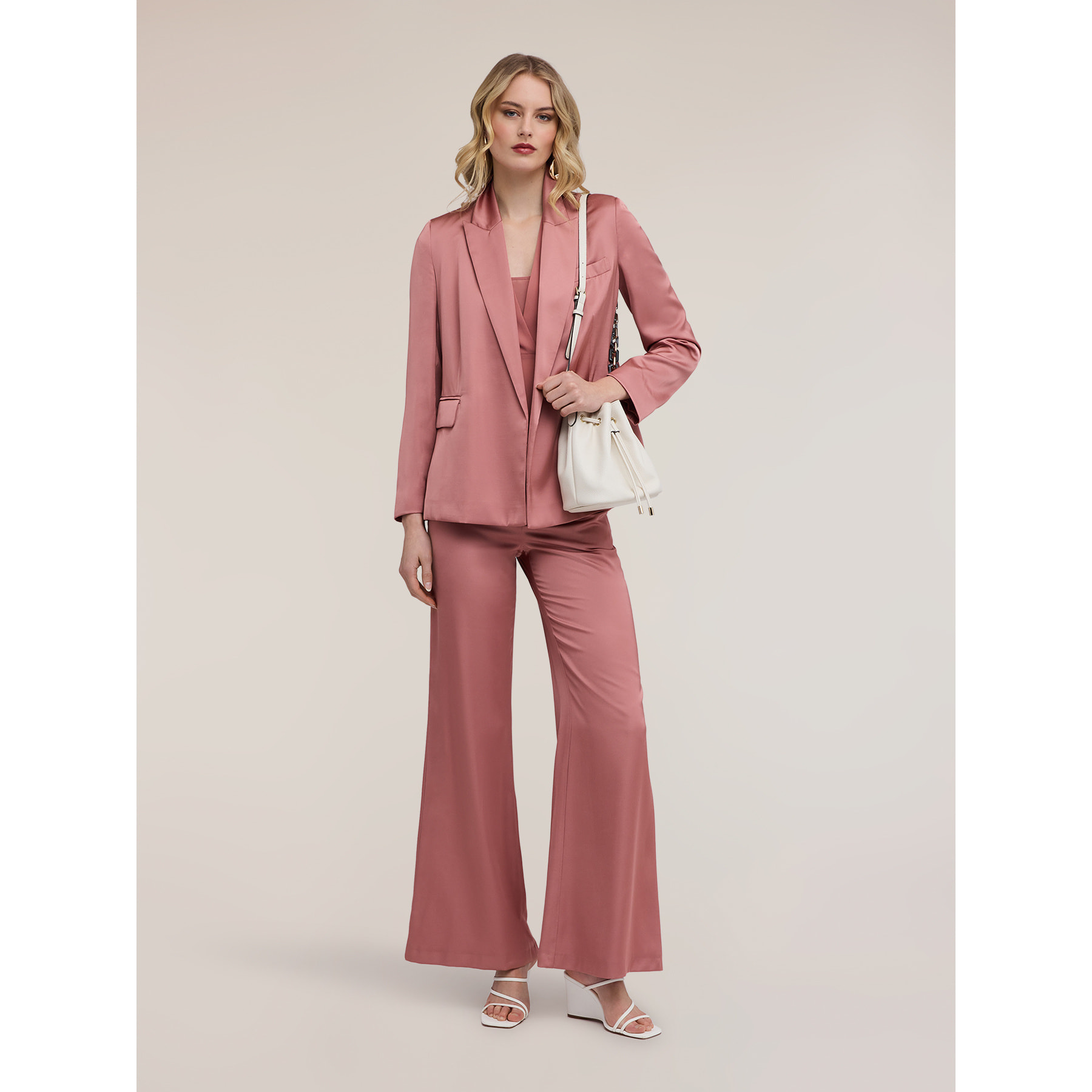 Motivi - Giacca fluida in raso con cintura - Rosa