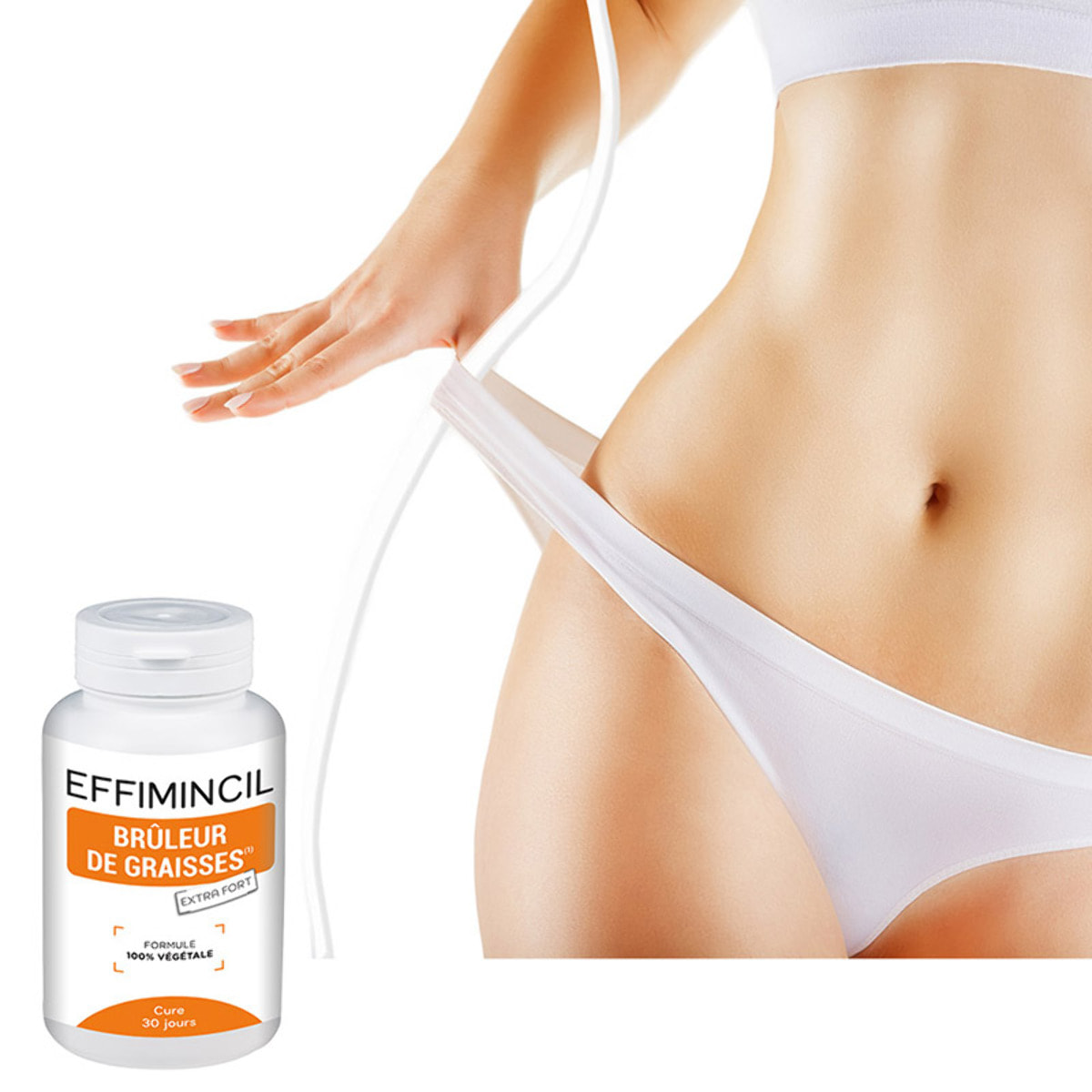 NUTRI EXPERT - Effimincil brûleur de graisses - Formule 100% végétale - Double action minceur - 120 gélules végétales - Cure de 30 jours