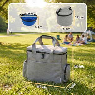 Sac à friandises et croquettes pour chien 2 paniers bol pliable silicone gris clair