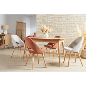 Chaises scandinaves en tissu effet velours texturé beige et bois clair (lot de 2) COSETTE