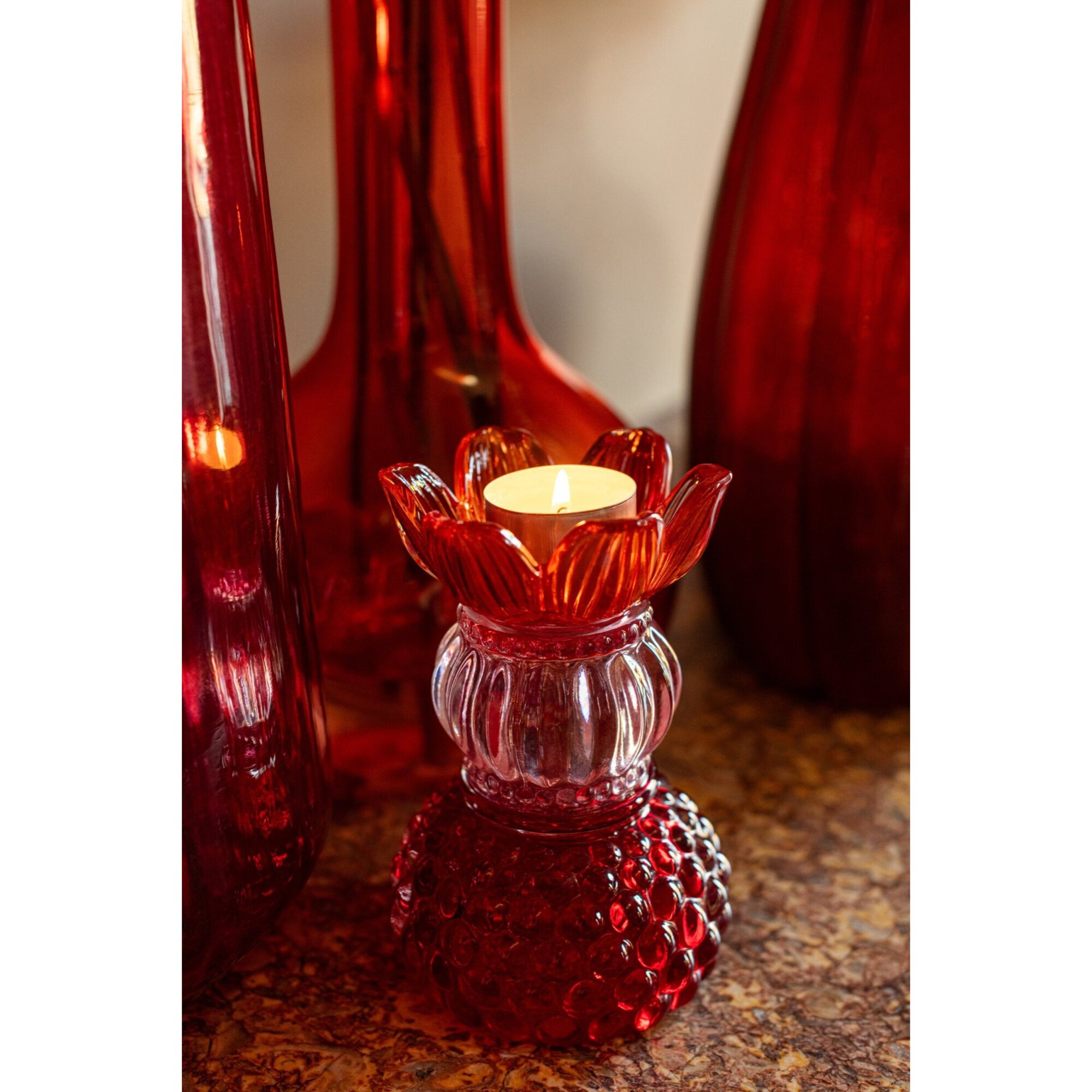 J-Line Chandelier - verre - rouge/orange - 2 pièces