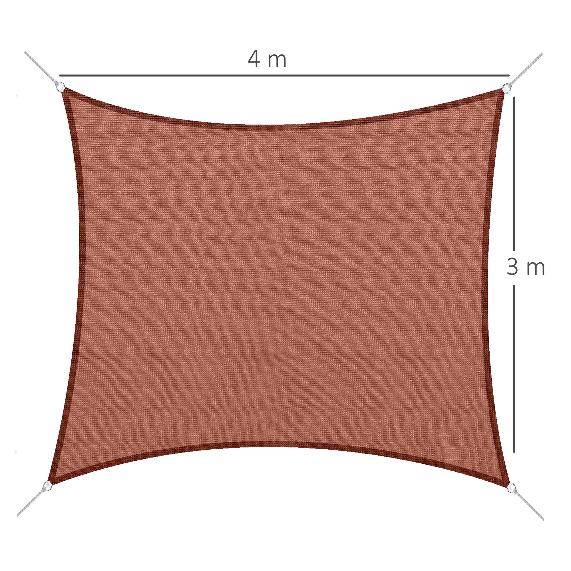 Voile d'ombrage rectangulaire 3 x 4 m polyéthylène haute densité résistant aux UV rouge