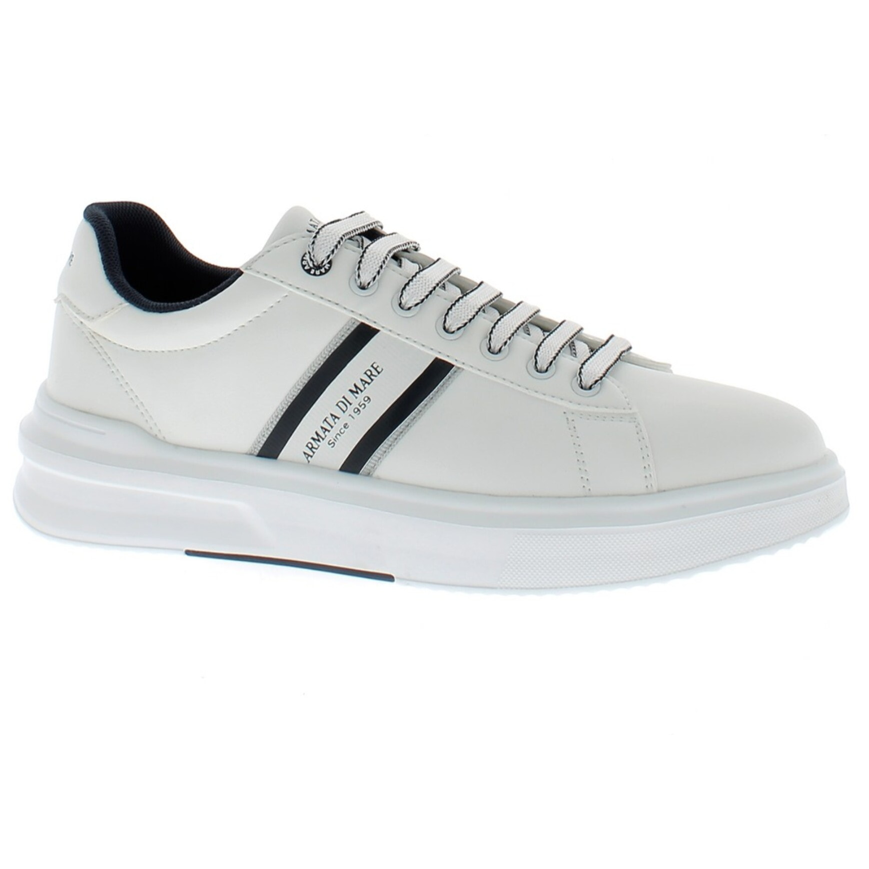 Armata di Mare Scarpe Uomo Court Sneakers Stringate con Soletta Rimovibile in Memory Foam AMU S25D738 Off White Navy