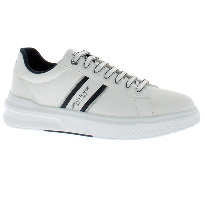 Armata di Mare Scarpe Uomo Court Sneakers Stringate con Soletta Rimovibile in Memory Foam AMU S25D738 Off White Navy