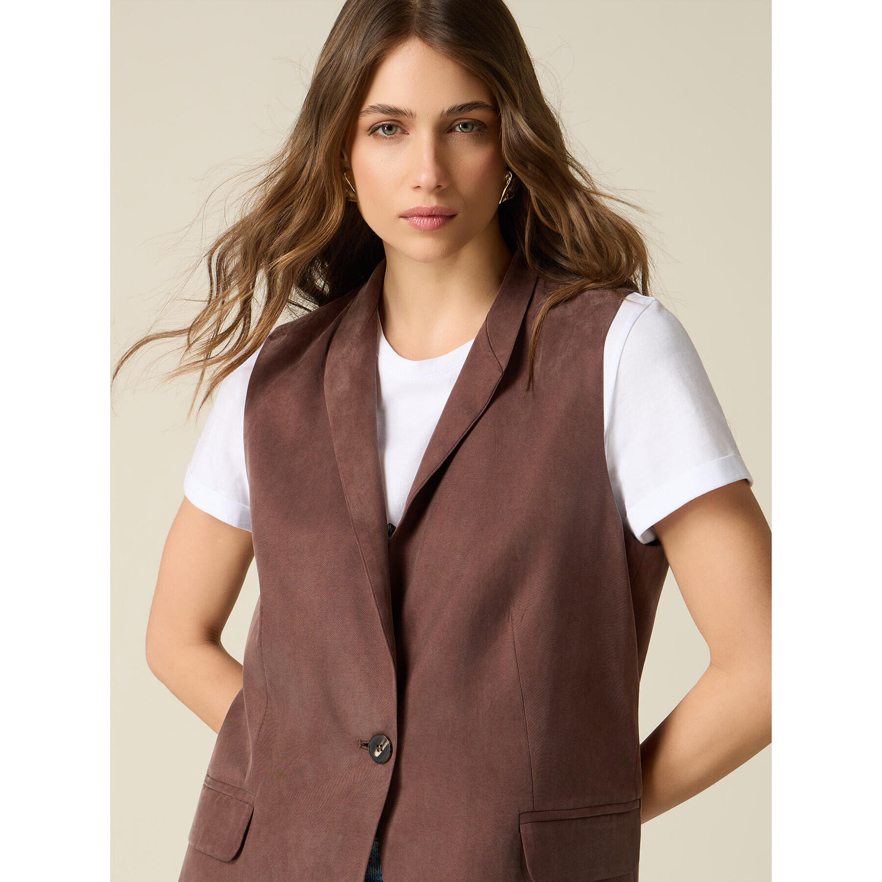 Oltre - Gilet sartoriale in lyocell - Marrone