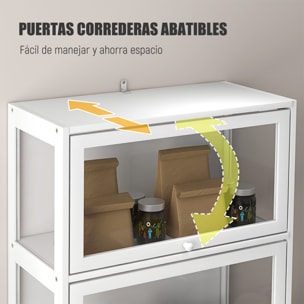 Vitrina de Coleccionista de 4 Niveles Armario Auxiliar con Puertas Abatibles de Acrílico Anti-vuelco Vitrina para Estudio Dormitorio Oficina 59x30x139 cm Blanco