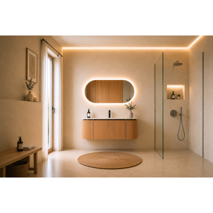 MOBILE DA BAGNO COSMO 120CM ROVERE PURO - 3 PEZZI