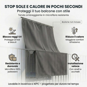 Tenda da sole a caduta impermeabile per esterno con occhielli, telo parasole resistente ai raggi UV e intemperie, protegge da luce e calore, aumenta privacy su balcone e terrazzo, facile da installare, tessuto in poliestere durevole e lavabile