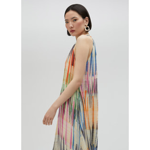 Vestito lungo stampa multirighe