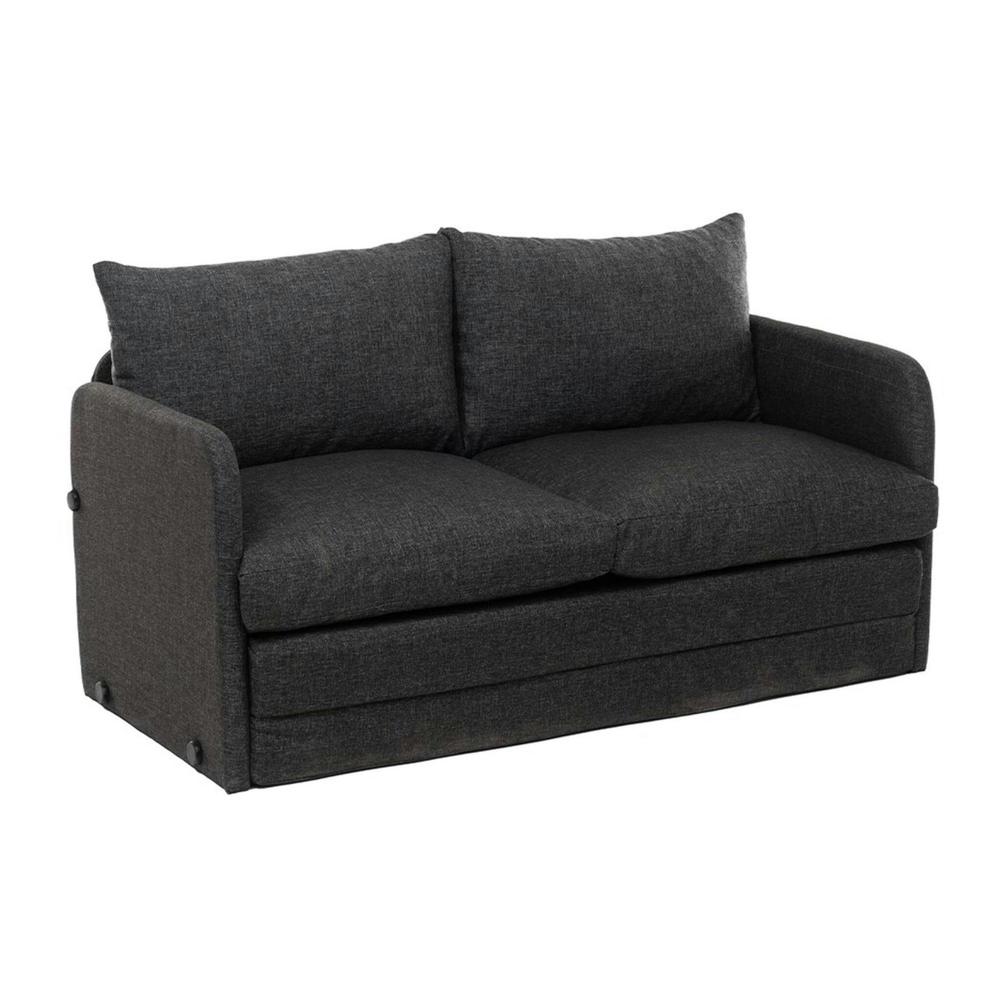 Canapé-lit en lin gris foncé, 2 personnes 140 cm ORURO