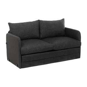 Canapé-lit en lin gris foncé, 2 personnes 140 cm ORURO