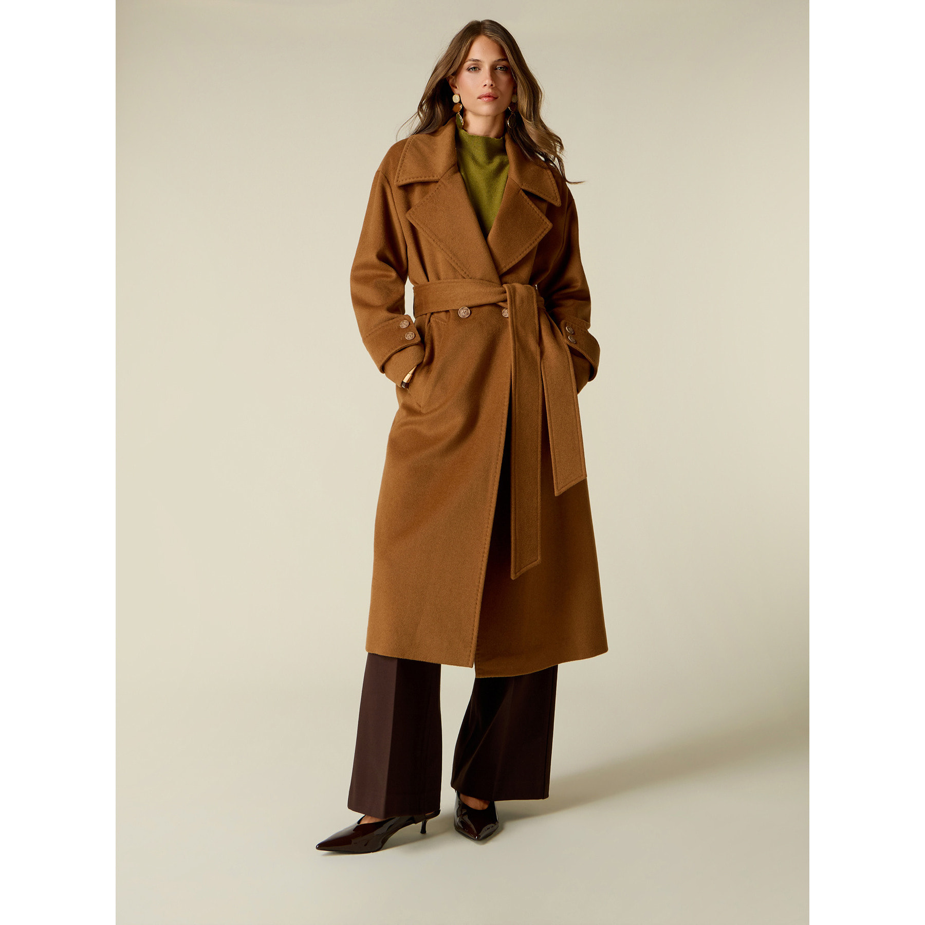Oltre - Cappotto doppiopetto misto lana - Marrone
