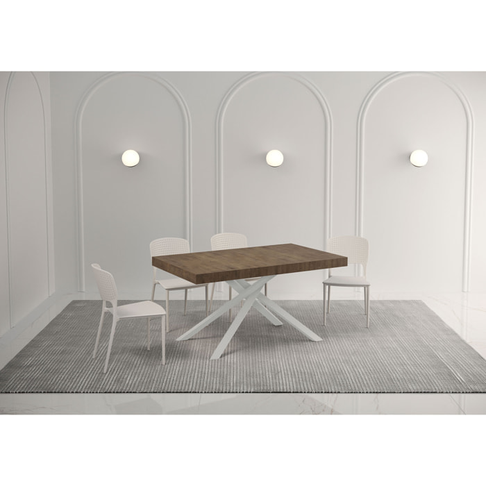 Table extensible 80x140/224 cm Karida noyer pieds blanc