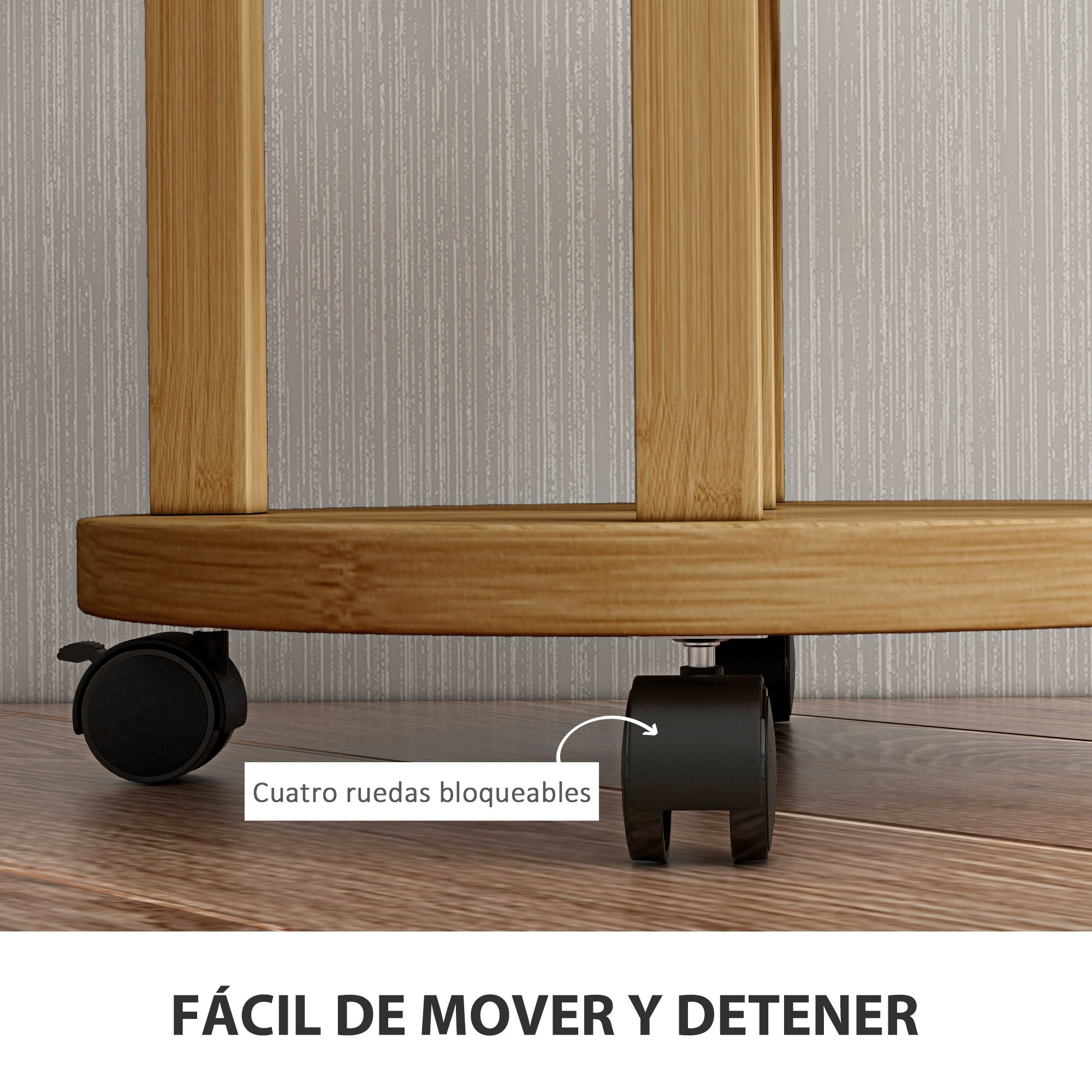 Soporte para Plantas de Bambú con Ruedas de 5 Niveles, Estantería Redonda para Plantas para Esquina, Soporte para Macetas, Interior y Exterior, 33x33x90 cm, Natural