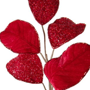 Ramo magnolia con cristalli e glit - Pezzi 12 - ROSSO - Bianchi Dino SpA