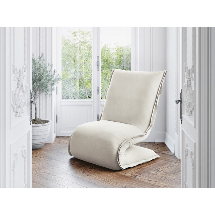 Fauteuil "Adeline" en velours beige clair