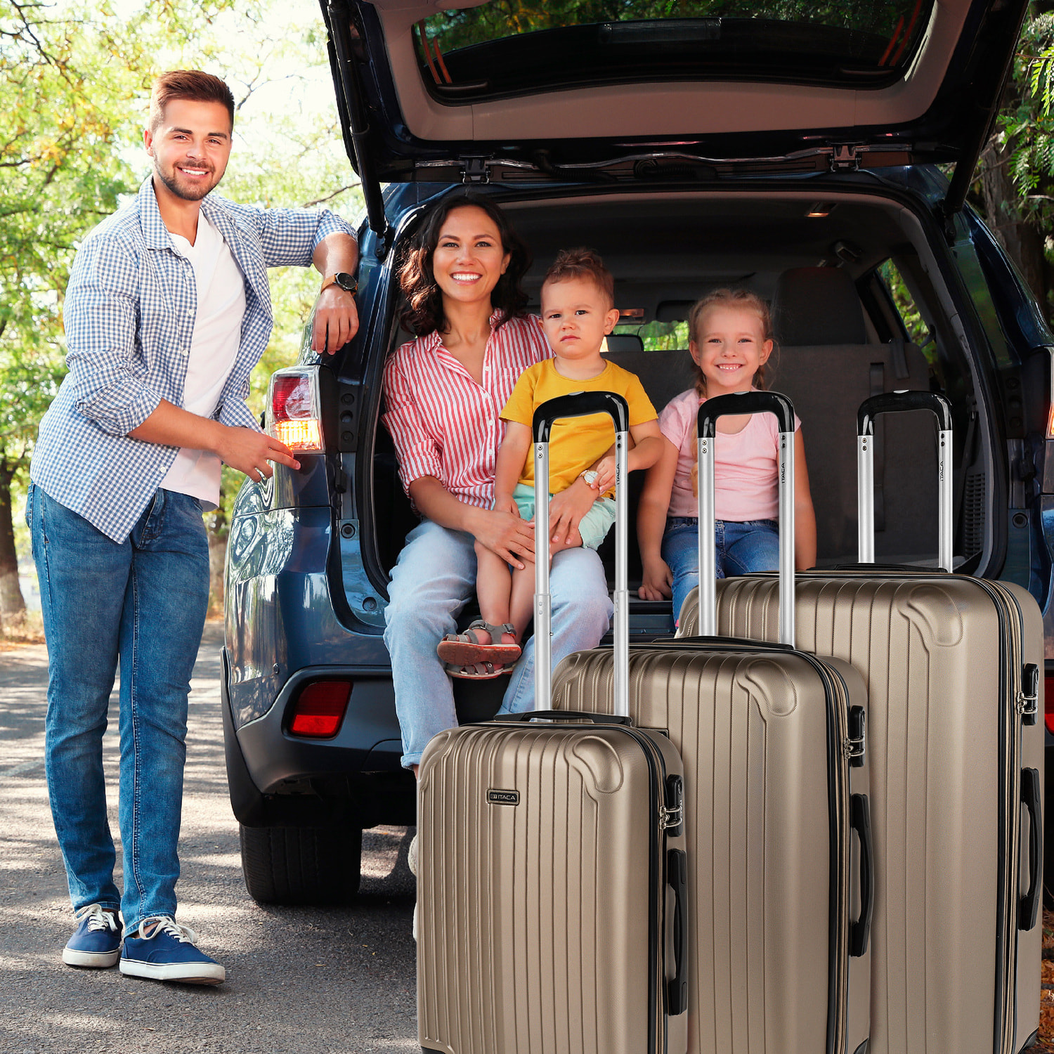 Maleta Itaca Sevron Set De 3 Unidades Champagne