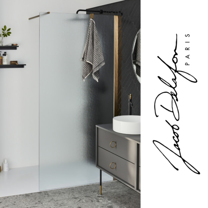 Paroi de douche Contra textile 100cm + kit profilé Laiton brossé