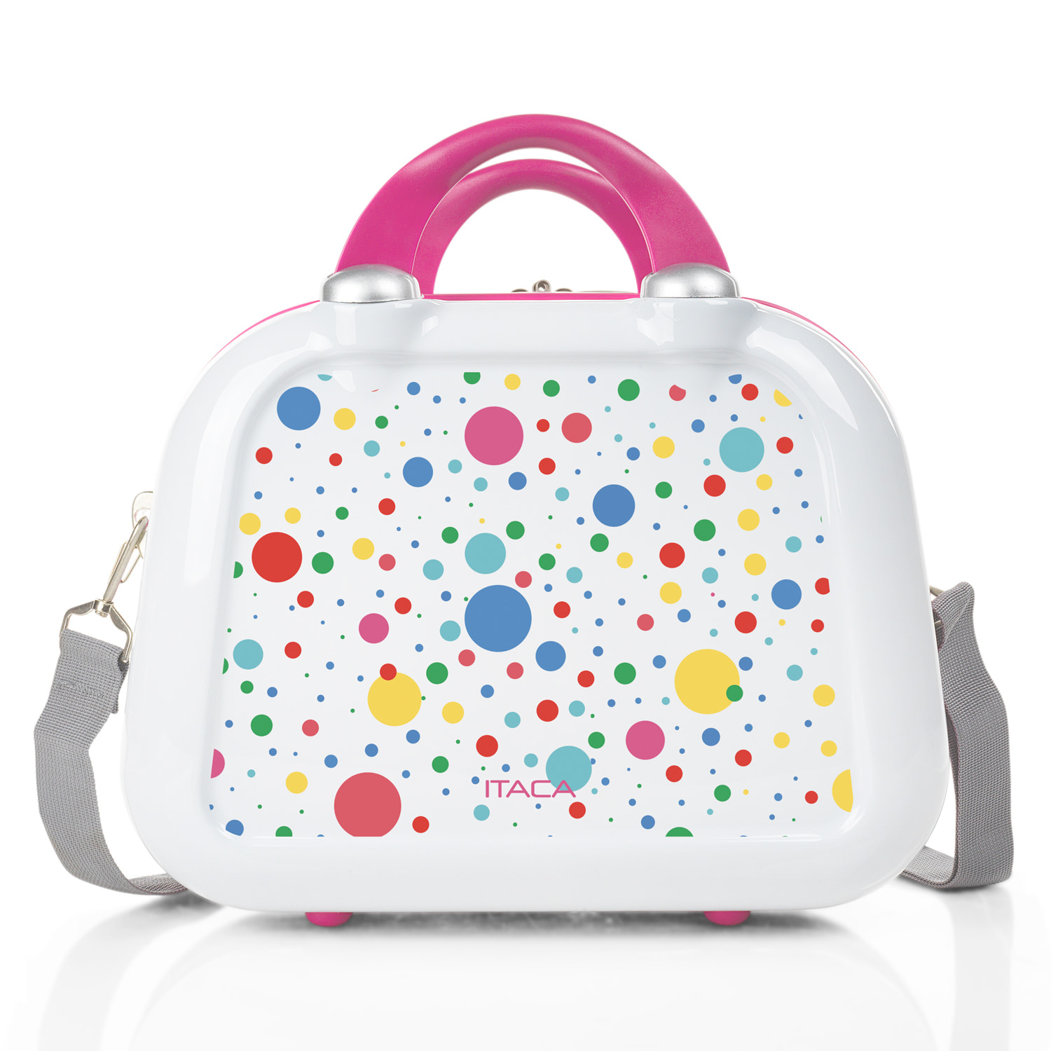 Juego De Maletas Pc Itaca Base Blanco/Fucsia Blanco Dots