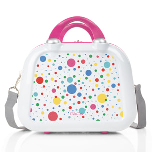 Juego De Maletas Pc Itaca Base Blanco/Fucsia Blanco Dots