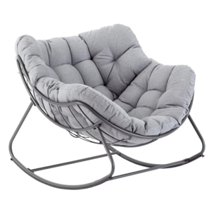 Fauteuil oeuf à bascule "Paopao" gris et graphite en acier traité en epoxy