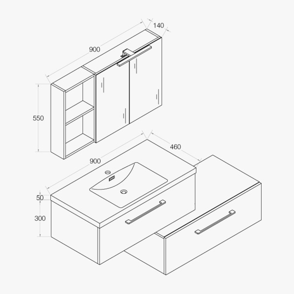 Ensemble de salle de bain 90 cm Aquazur