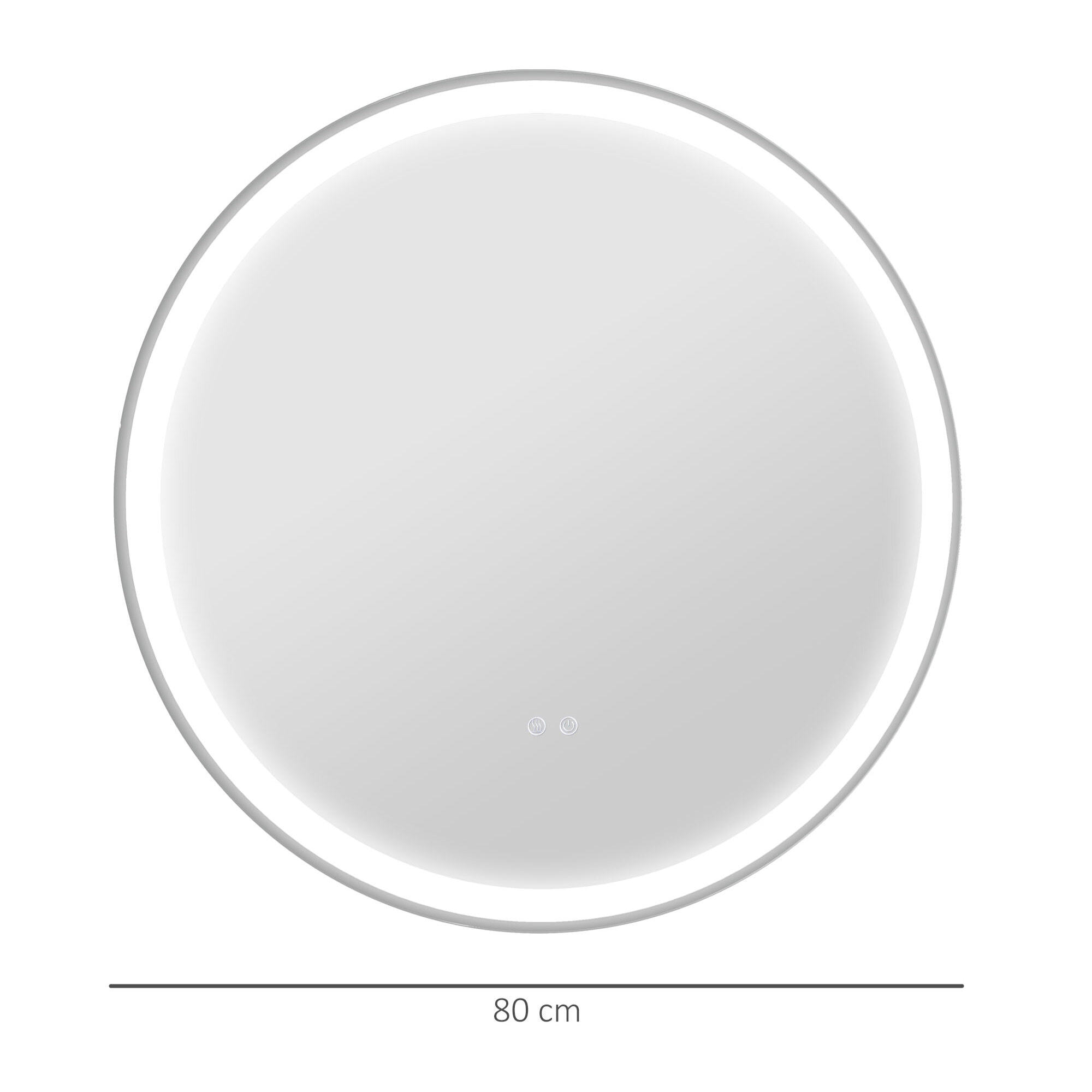 Miroir rond lumineux LED de salle de bain Ø 80 cm mural avec éclairage 3 couleurs interrupteur tactile système antibuée 46W blanc argent