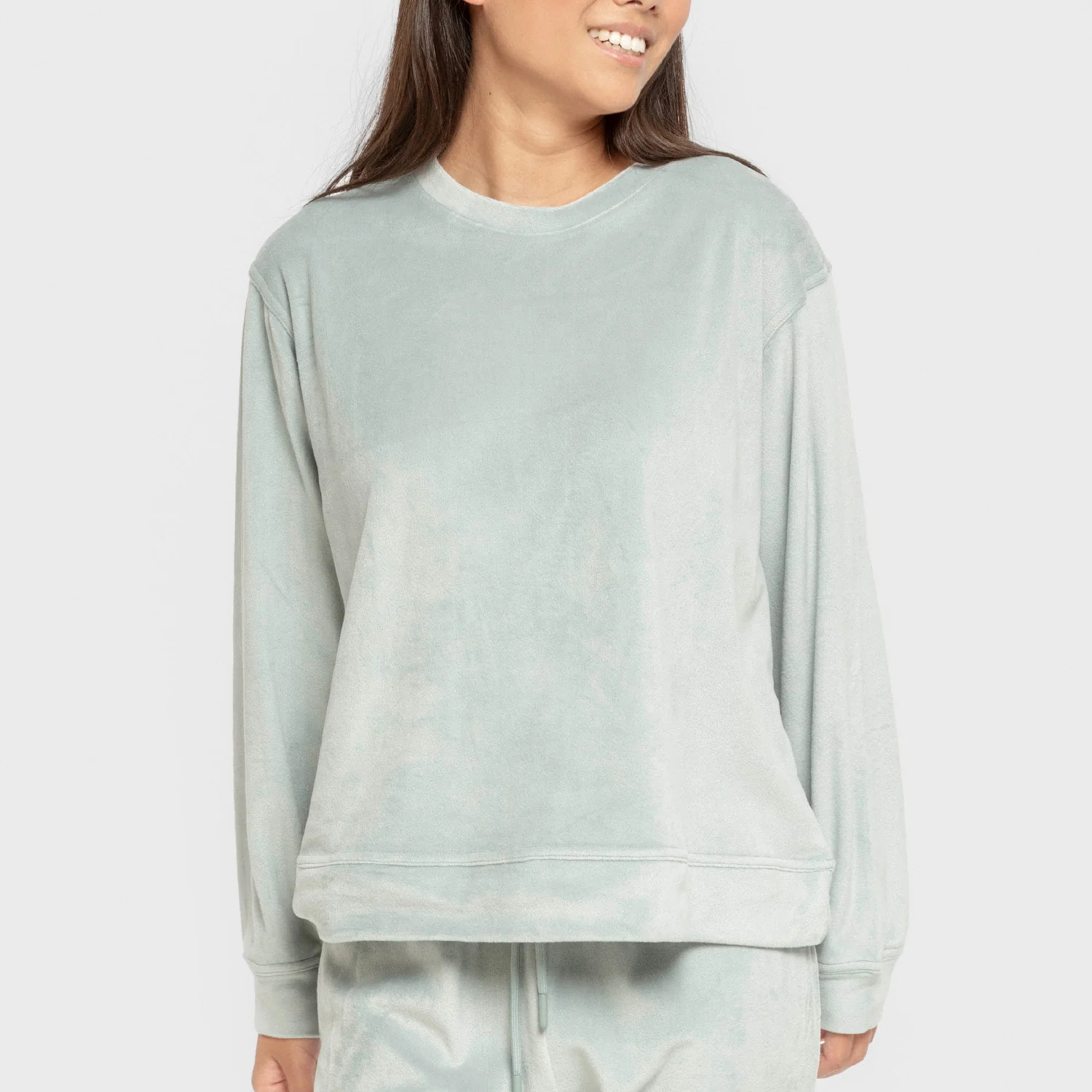 Pigiama in velluto super soft tinta unita verde tiffany
