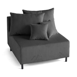 Edinburg - module d'assise sans accoudoirs - en velours côtelé - Gris foncé