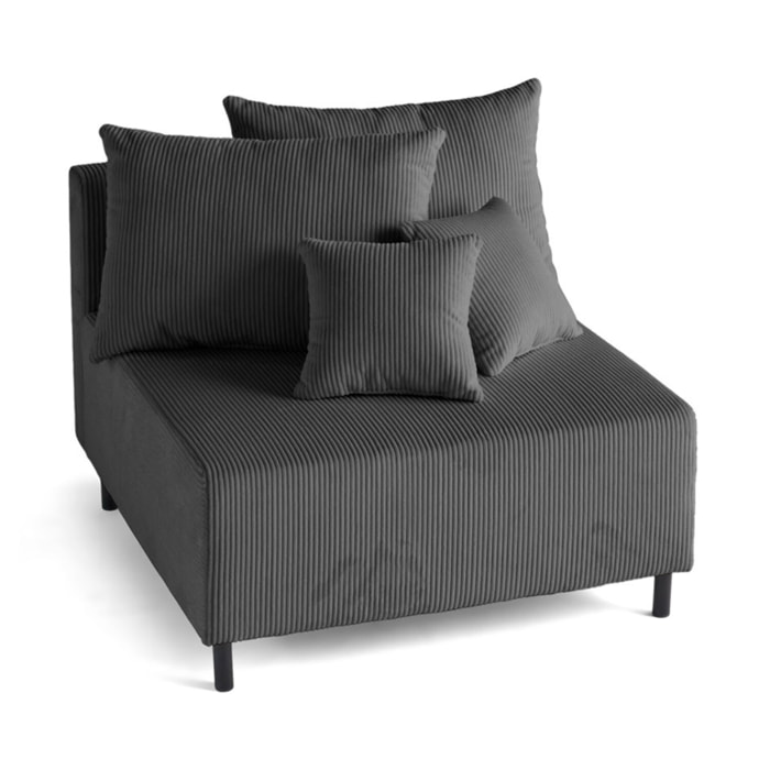 Edinburg - module d'assise sans accoudoirs - en velours côtelé - Gris foncé