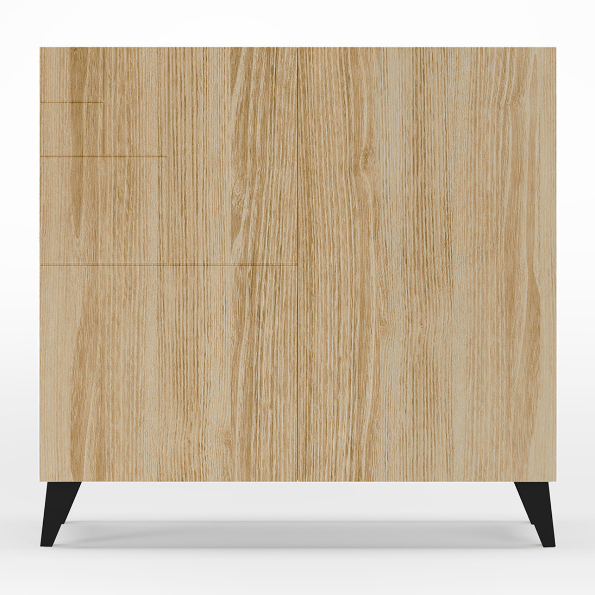 Zapatero Bergen melamina roble patas negro 87x90x27 cm