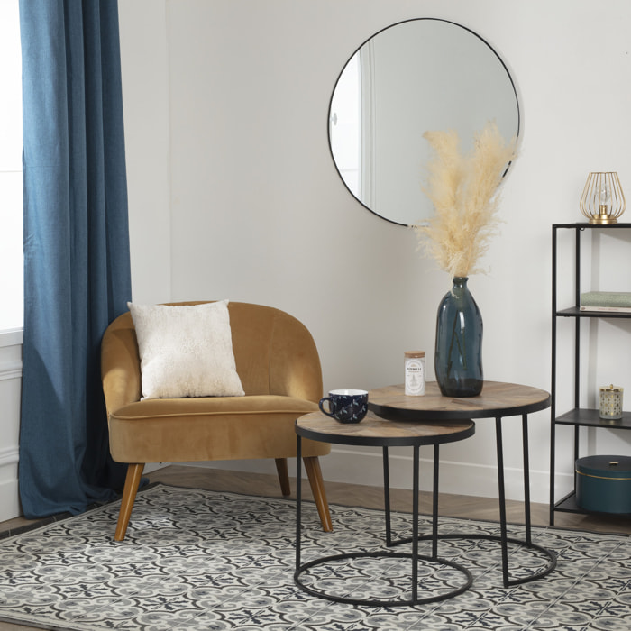Fauteuil "Naova" - jaune - velours
