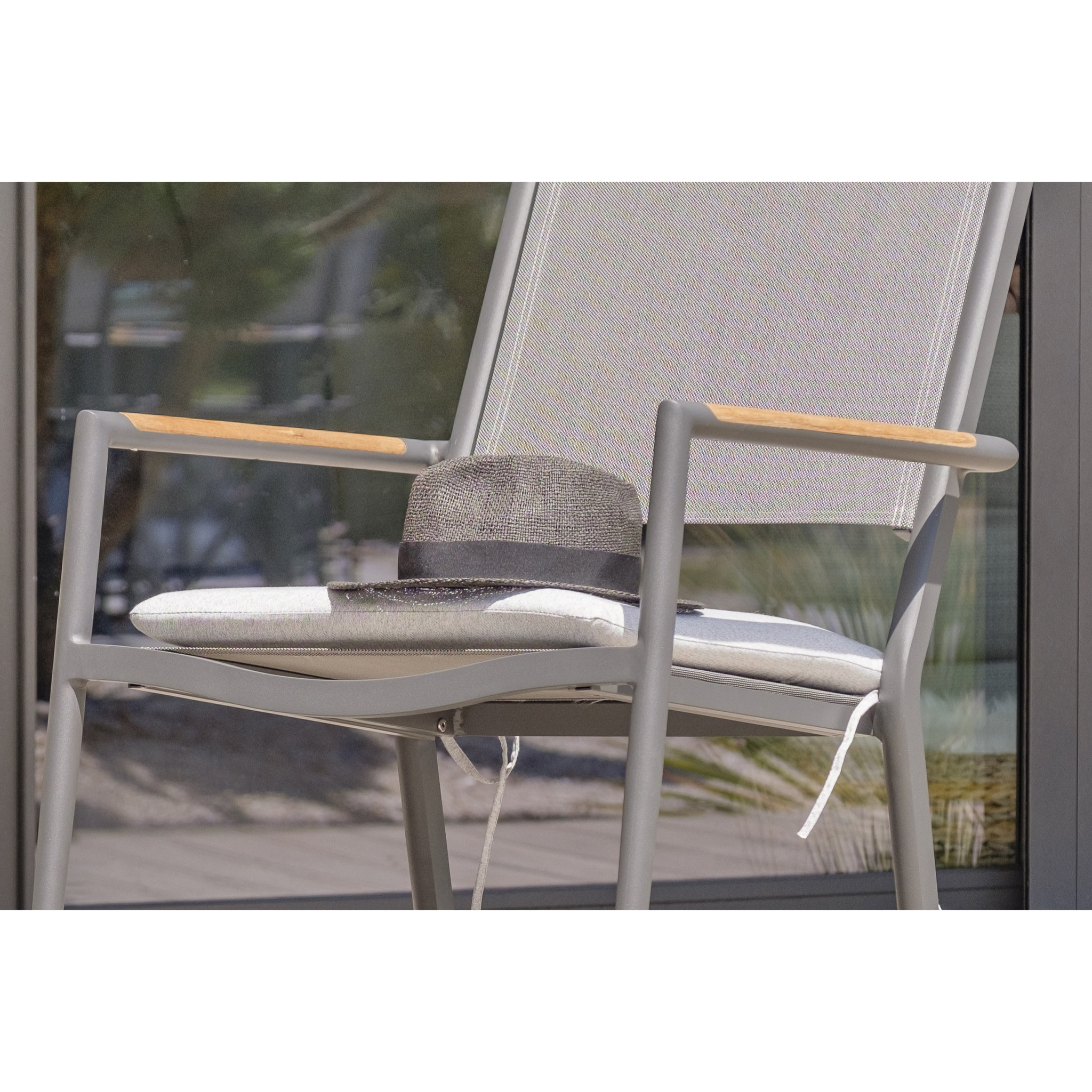 HONFLEUR - Fauteuil à bascule de jardin en aluminium toile plastifiée anthracite
