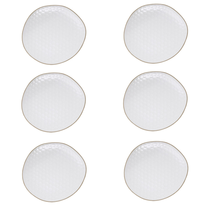 Set 6 piatti fondi Impronte in stoneware