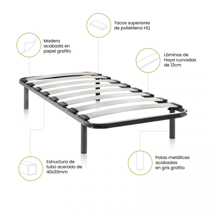 Somier láminas RX Graphite - Con patas