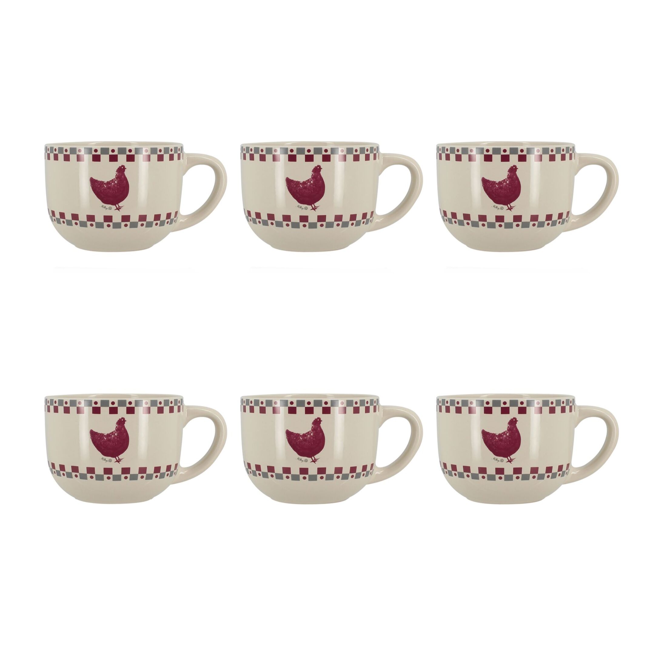 Lot de 6 jumbos 45cl en grès avec décor campagne GALLINA