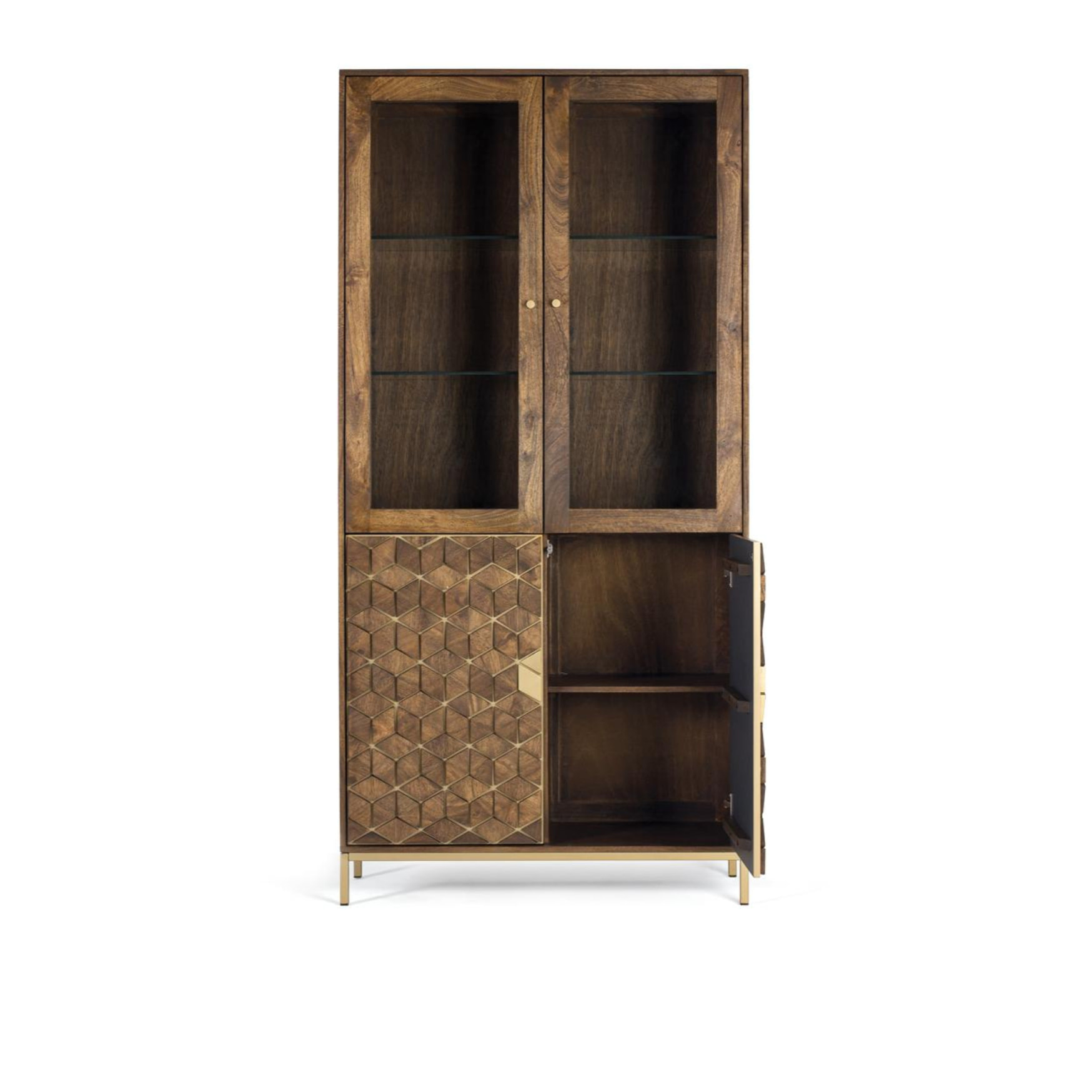 Vitrina de Madera de Mango 98 Cm Estilo Rústico Moderno