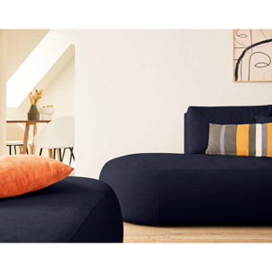 Santorini - canapé modulable d'angle droit + pouf - 4 places - en tissu texturé - Bleu marine