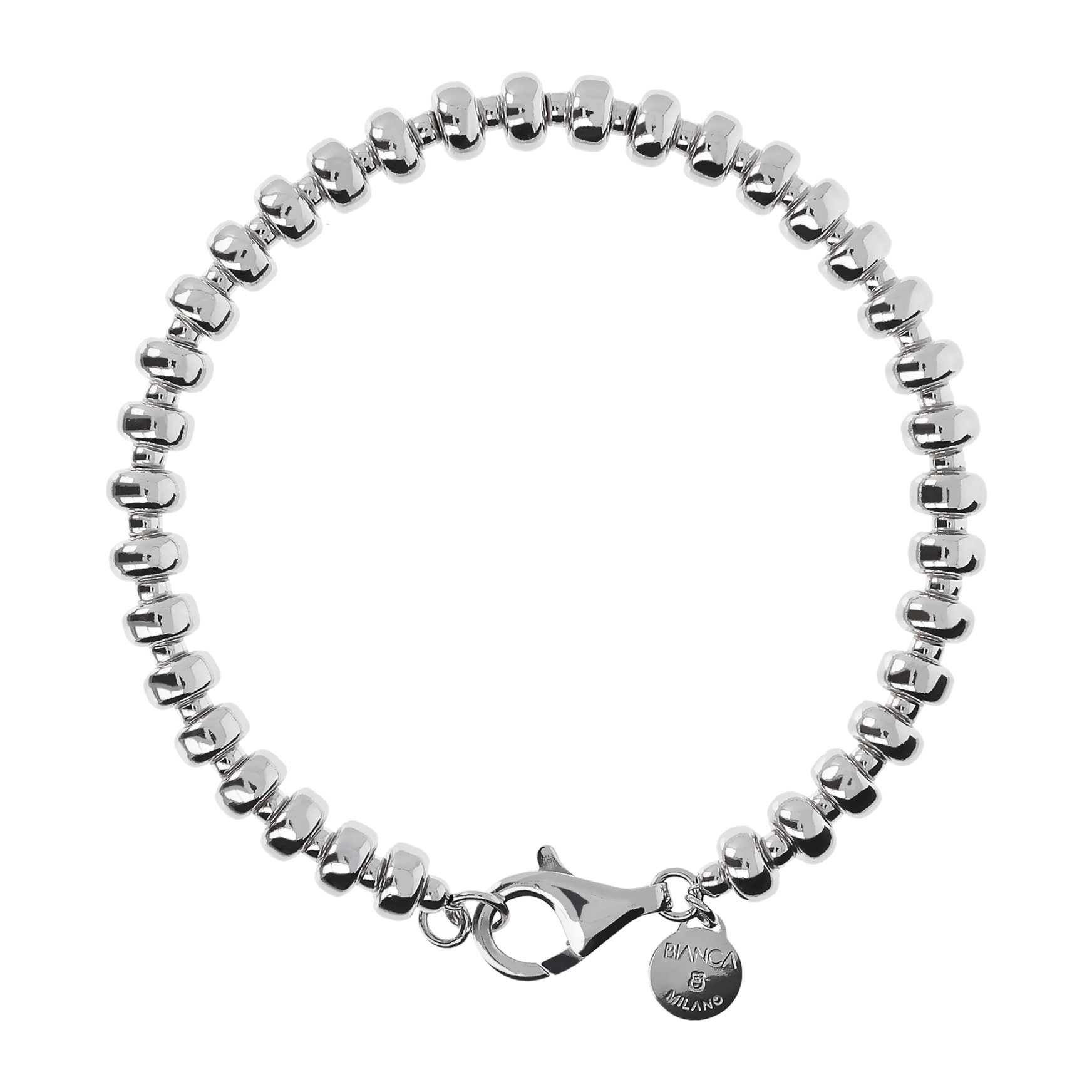 Bracciale con Rondelle e Sfere in Argento 925 placcato Platino