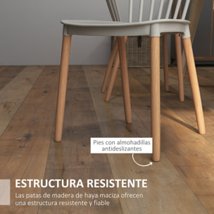 Juego de 4 Sillas de Comedor Estilo Nórdico Sillas de Cocina con Respaldo Alto Asiento de Polipropileno y Patas de Madera de Haya Carga 120 kg 48x52,5x83 cm Gris