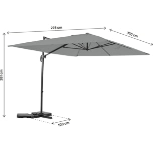 Parasol jardin déporté en aluminium "Sky 4" - 3 x 4 m - Gris