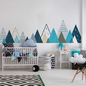 Stickers muraux enfants - Décoration chambre bébé - Autocollant Sticker mural géant enfant montagnes scandinaves TIPIKA