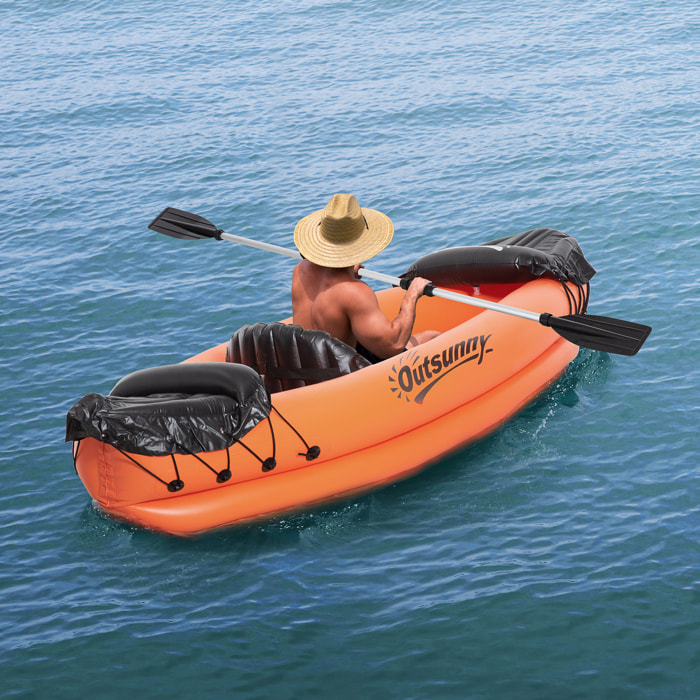 Kayak Hinchable para 1 Persona PVC con Remo y Bomba de Mano 270x93x50 cm Naranja