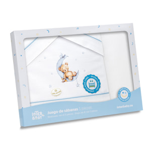 Triptico Coche Estampado Oso Luna Estrellas Bco/Azul