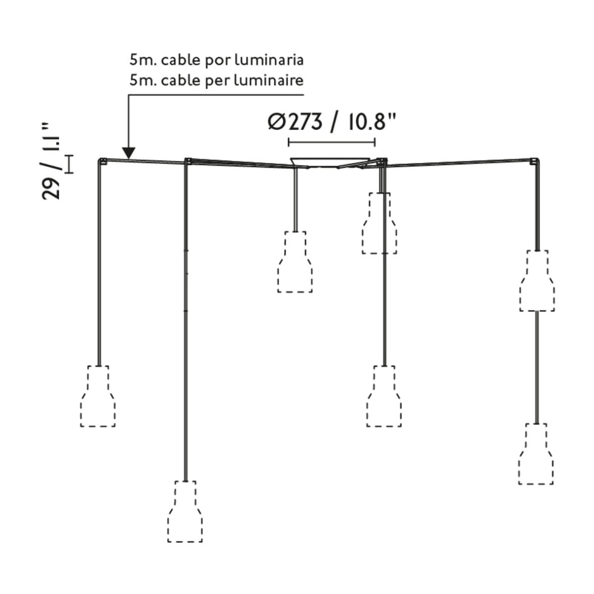 MAMBO 320 7L Lampada sospensione nera/ratan